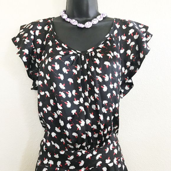 BDBA 100% Silk Black Textile Mini Jumpsuit Size S - Picture 2 of 8